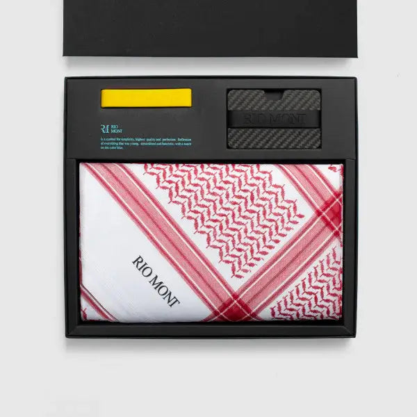 شماغ ريو مونت كلاسيكي أحمر مع محفظة من ألياف الكربون